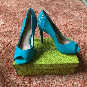 Teal platform heels